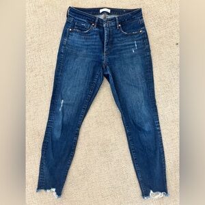 LOFT Blue Skinny Jeans with Distressed Details